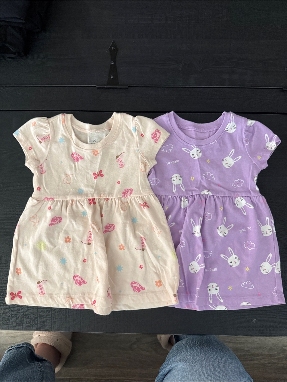 Garanimals Cream Floral Dress & Lavender Bunny Dress - 2-Pack